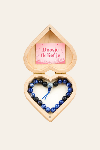 Sodaliet Armband 21 cm in Hartvormig Doosje ‘Ik lief je’
