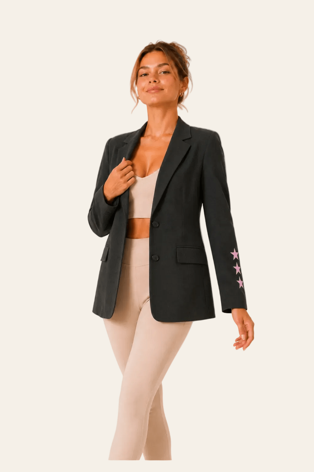 Starry smile casual blazer met een unieke rugprint op de jas