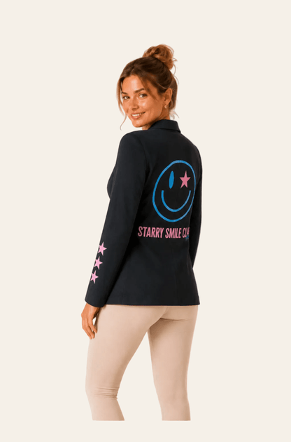 Starry smile casual blazer met een unieke rugprint op de jas