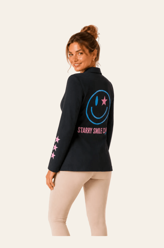 Starry smile casual blazer met een unieke rugprint op de jas