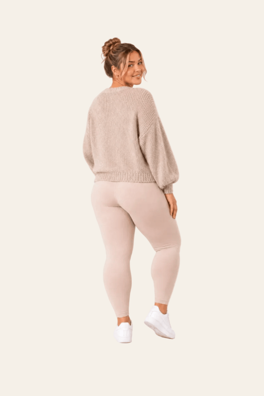 Stylish women's sweater with a round neck and subtle puff sleeves