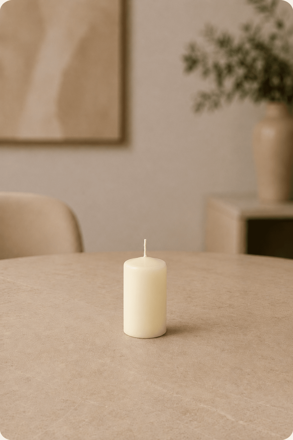 LMW Wellness-Care Set van 4 stompkaarsen in ivorenkleur 4 × 6 cm, detailweergave