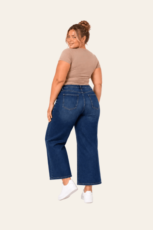 Stonewash blauwe  jeans met hoge taille
