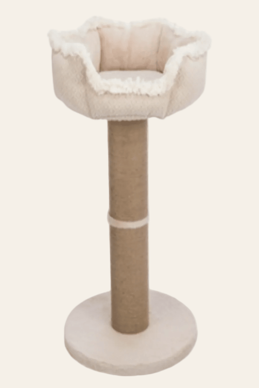 Trixie Boho beige krabpaal van 97 cm met jute krabstam, zachte afneembare kattenmand en stevige ronde bodemplaat.