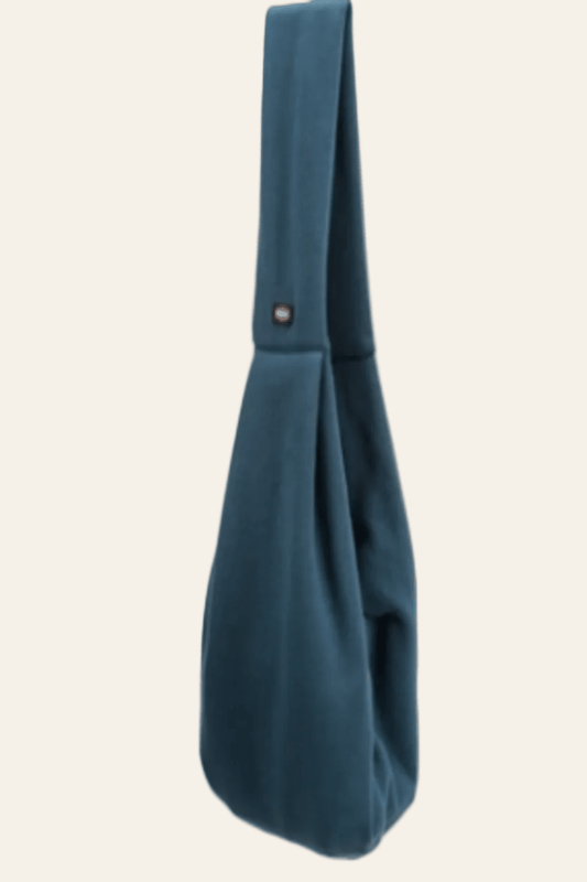 Trixie draagtas buikdrager sling in blauw en grijs voor kleine honden met zachte voering, schoudermodel en opening aan de bovenzijde
