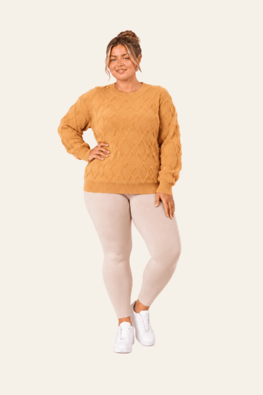 Trui met ronde hals en gevarieerde breisteek in casual stijl