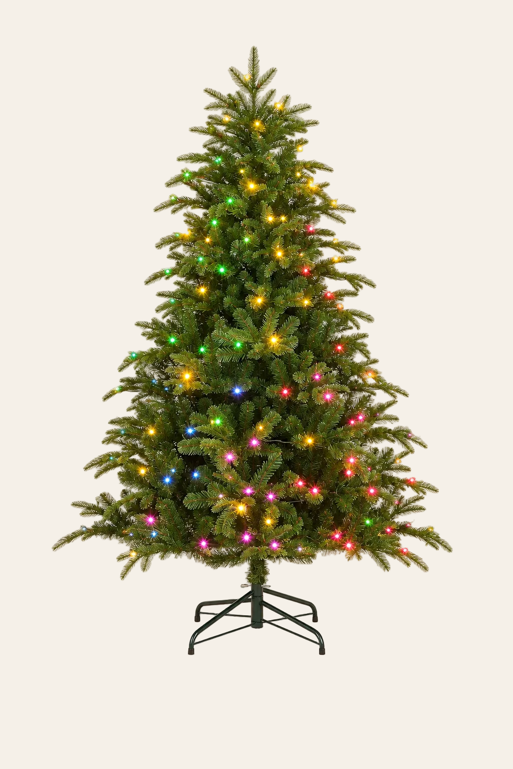 Groene kunstkerstboom van 155 cm met 780 takken en geïntegreerde RGB LED verlichting van Black Box Trees