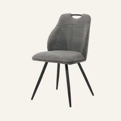 Adele eetkamerstoel in antracietkleur, vooraanzicht met ergonomisch gevormde zitting voor optimaal zitcomfort.