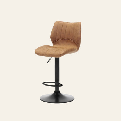Barkruk barkruk in cognackleur, vooraanzicht met ergonomisch gevormde zitting voor optimaal zitcomfort.
