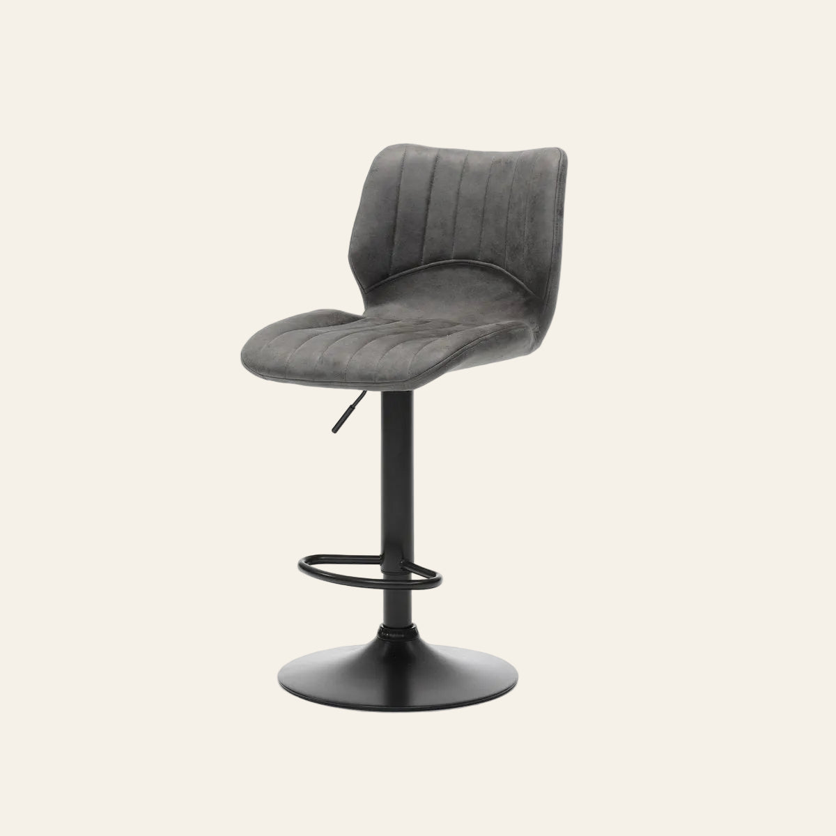 Barkruk barkruk in antracietkleur, vooraanzicht met ergonomisch gevormde zitting voor optimaal zitcomfort.