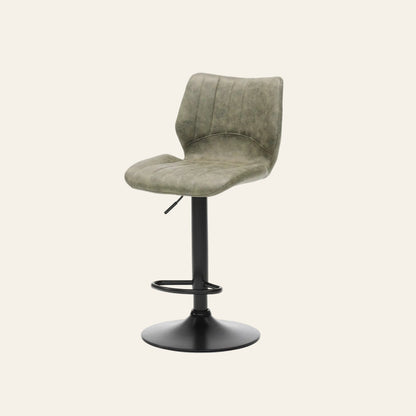 Barkruk barkruk in groenkleur, vooraanzicht met ergonomisch gevormde zitting voor optimaal zitcomfort.