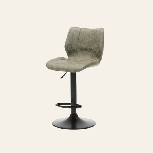 Barkruk barkruk in groenkleur, vooraanzicht met ergonomisch gevormde zitting voor optimaal zitcomfort.