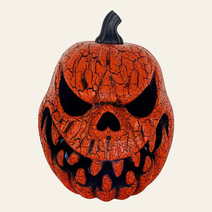 Griezelige pompoen wandlamp in oranje kunststof voor halloween