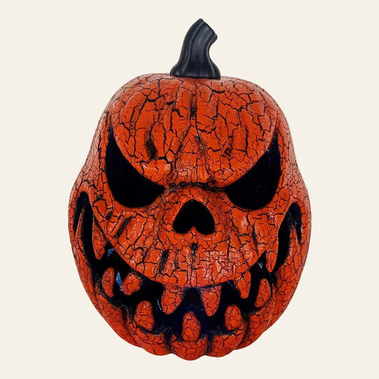 Griezelige pompoen wandlamp in oranje kunststof voor halloween