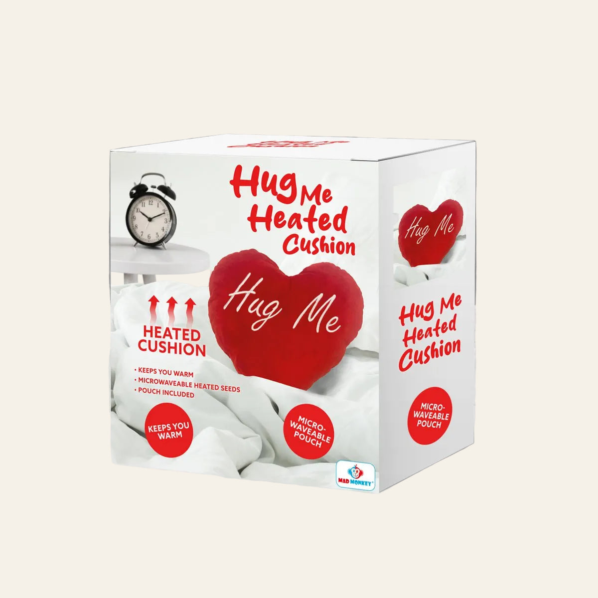 Warmtekussen Hug Me hartvorm met uitneembaar gierstzakje in doos