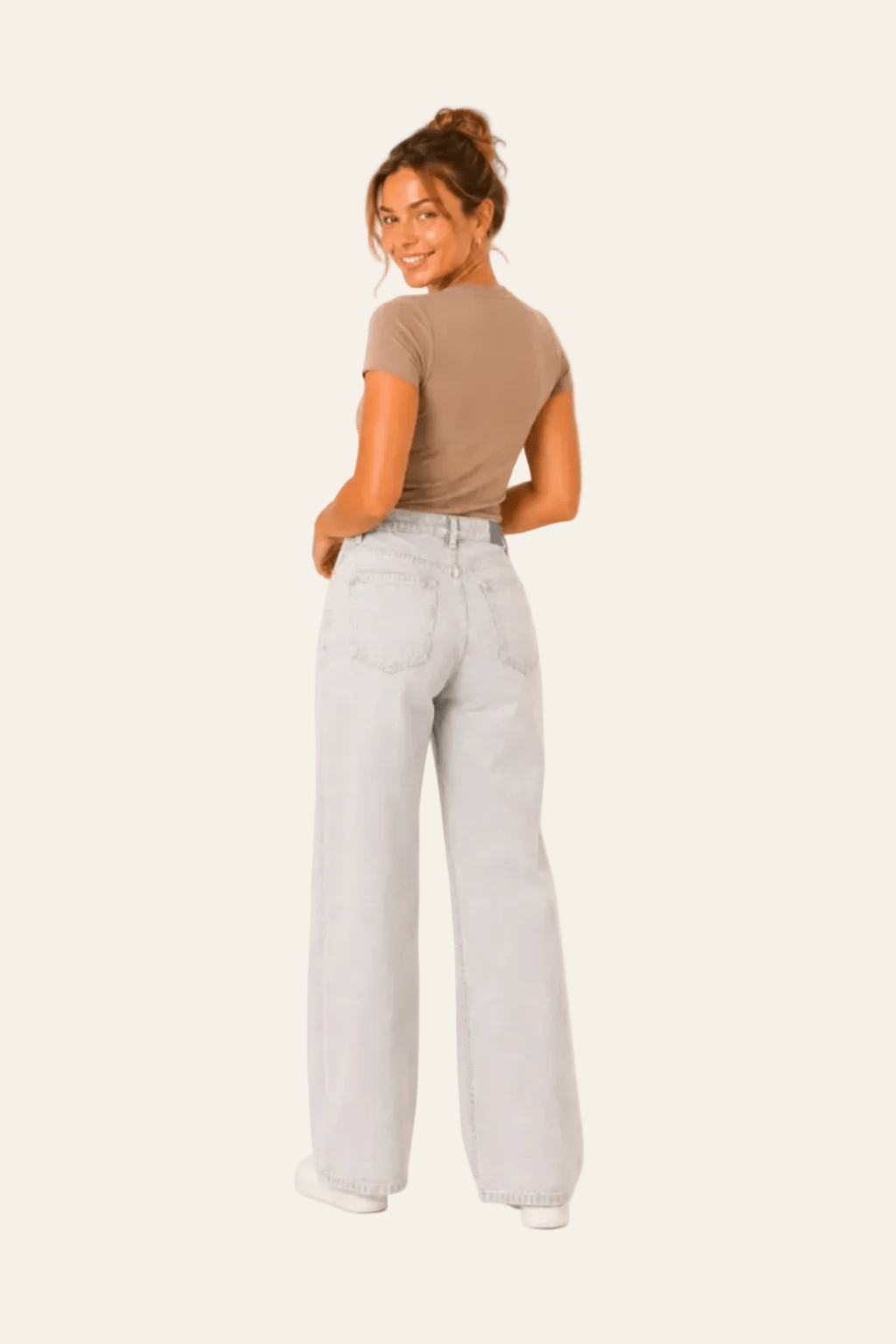 Wide leg damesjeans met hoge taille en rechte zakken