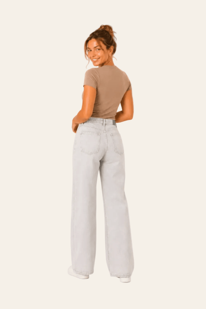 Wide leg damesjeans met hoge taille en rechte zakken