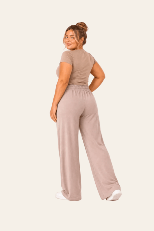 Comfortable women's high-waisted wide-leg trousers