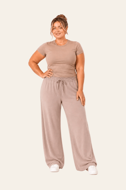 Comfortable women's high-waisted wide-leg trousers