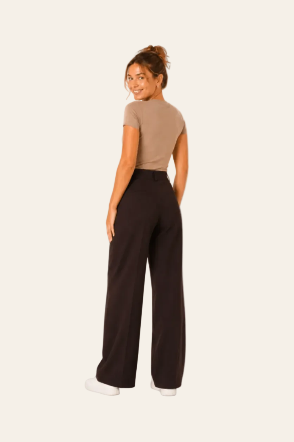Wijde damesbroek met hoge taille