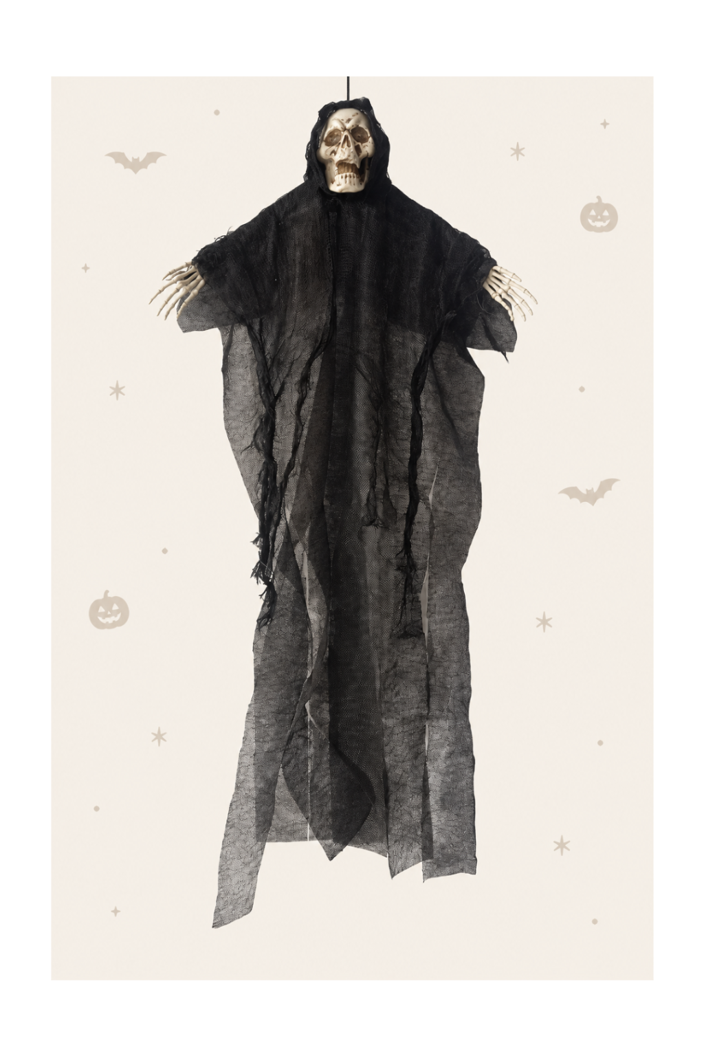 Zwart decoratief spook om op te hangen voor halloween