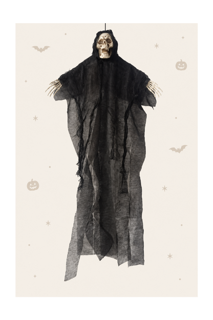 Zwart decoratief spook om op te hangen voor halloween