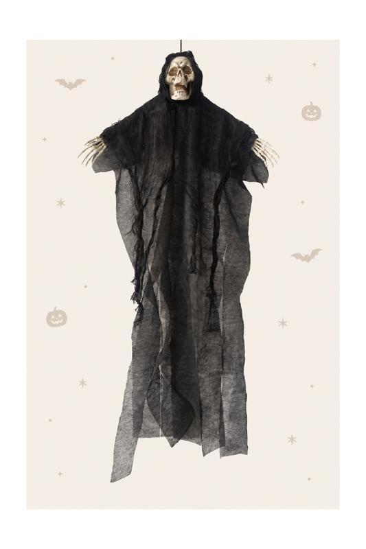 Zwart decoratief spook om op te hangen voor halloween