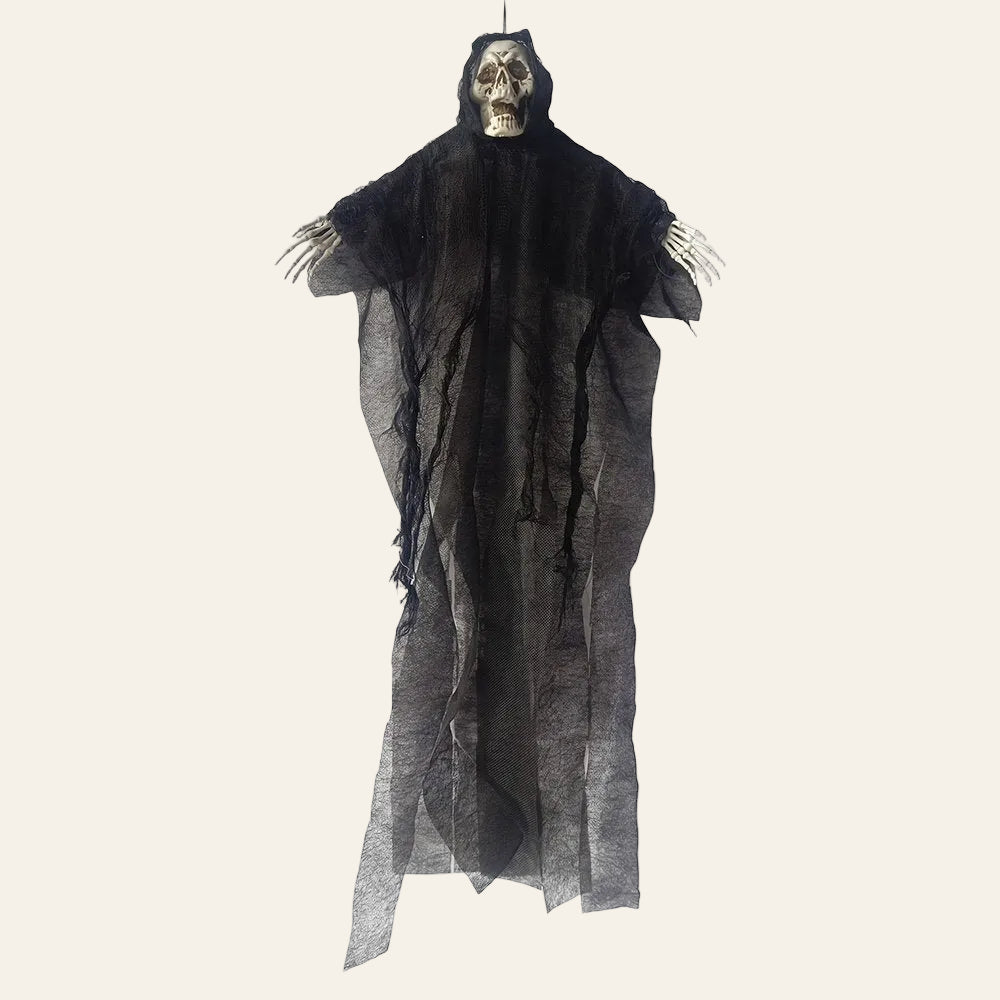Zwart decoratief spook om op te hangen voor halloween als productfoto