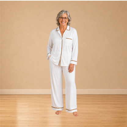 Tencel pyjamaset dames gebroken wit