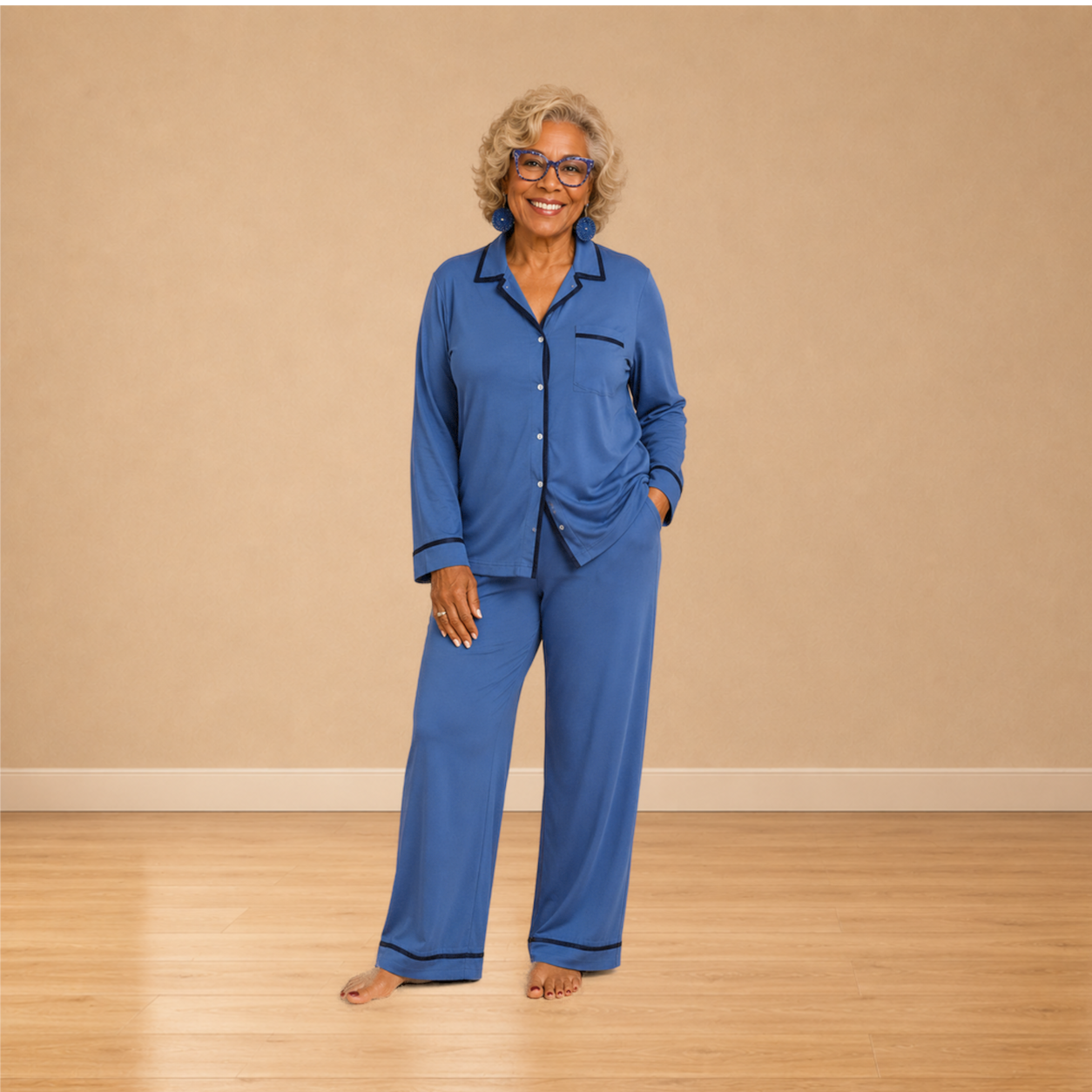 TENCEL™ Pyjama Set Dames Donker Blauw