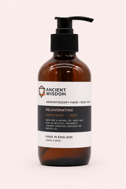 Aromatherapie hand en douchegel met sandelhout en roos