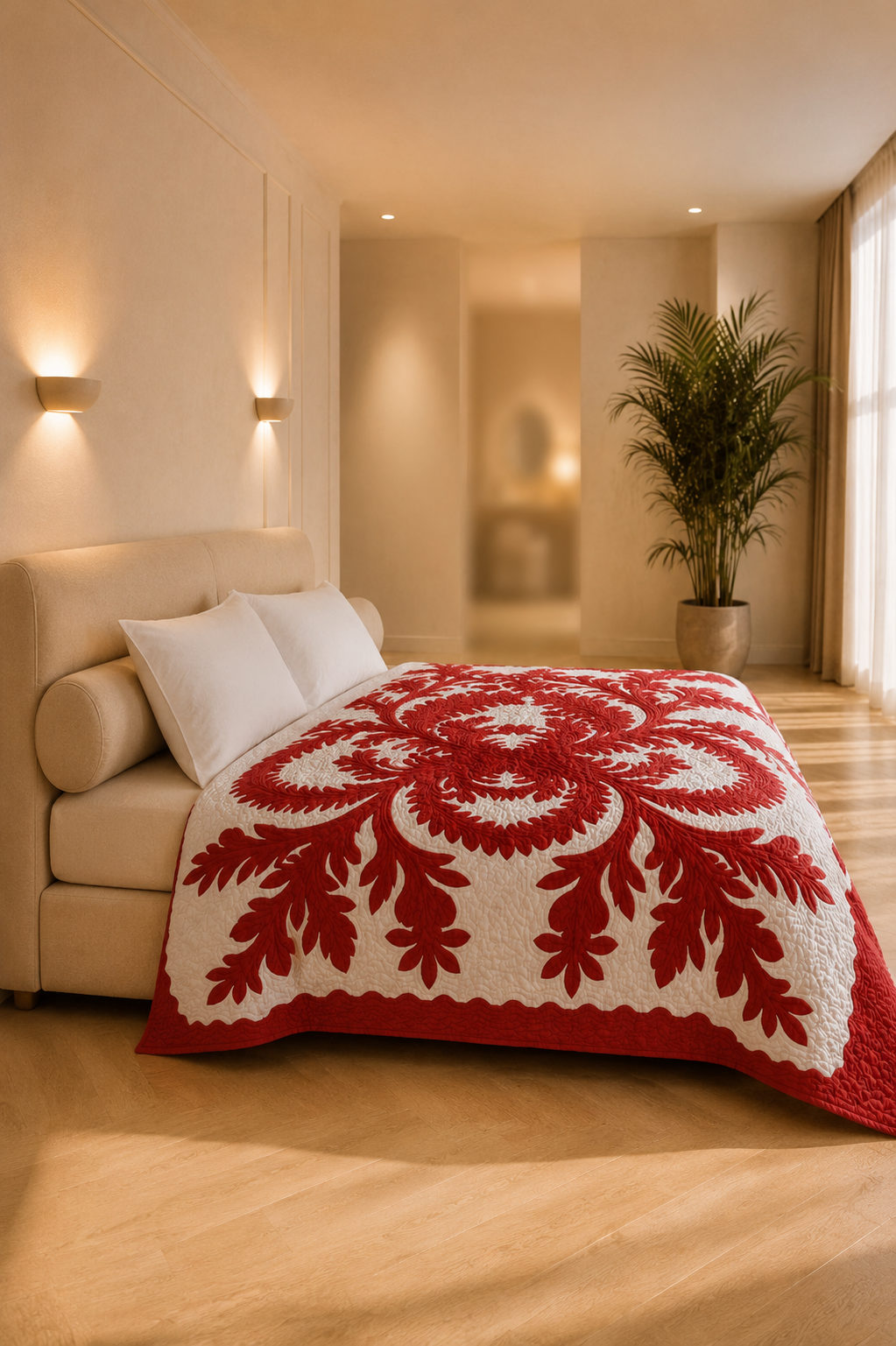 Hawaiiaanse gewatteerde sprei in paradijsvogel motief