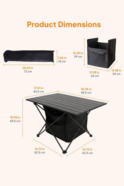Opvouwbare Campingtafel met Opbergmand | Aluminium | M & L
