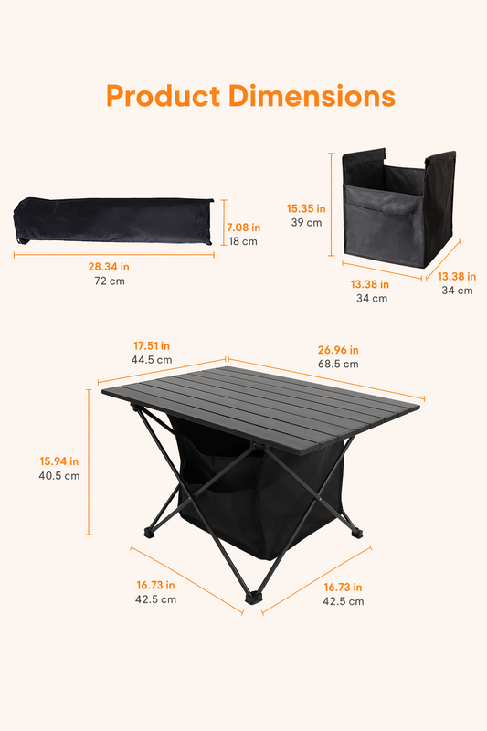 Opvouwbare Campingtafel met Opbergmand | Aluminium | M & L