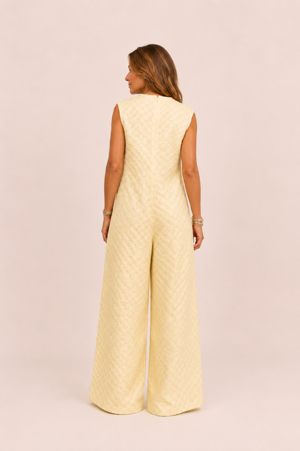 Mouwloze jumpsuit met brede pijpen