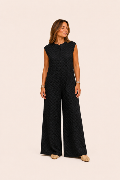 Mouwloze jumpsuit met brede pijpen