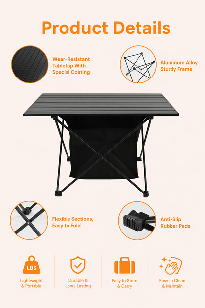 Opvouwbare Campingtafel met Opbergmand | Aluminium | M & L