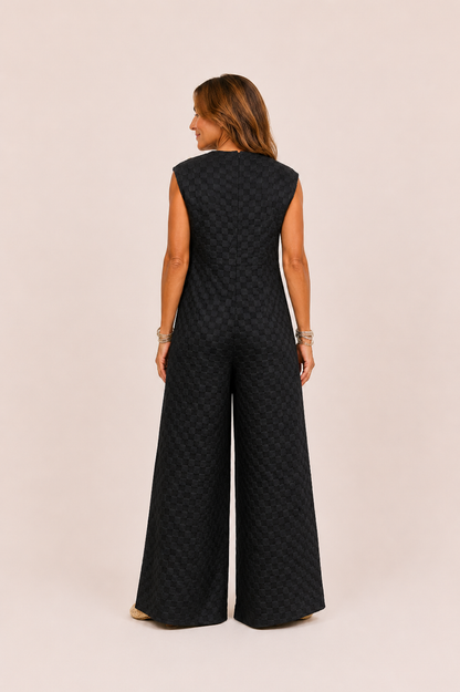 Mouwloze jumpsuit met brede pijpen