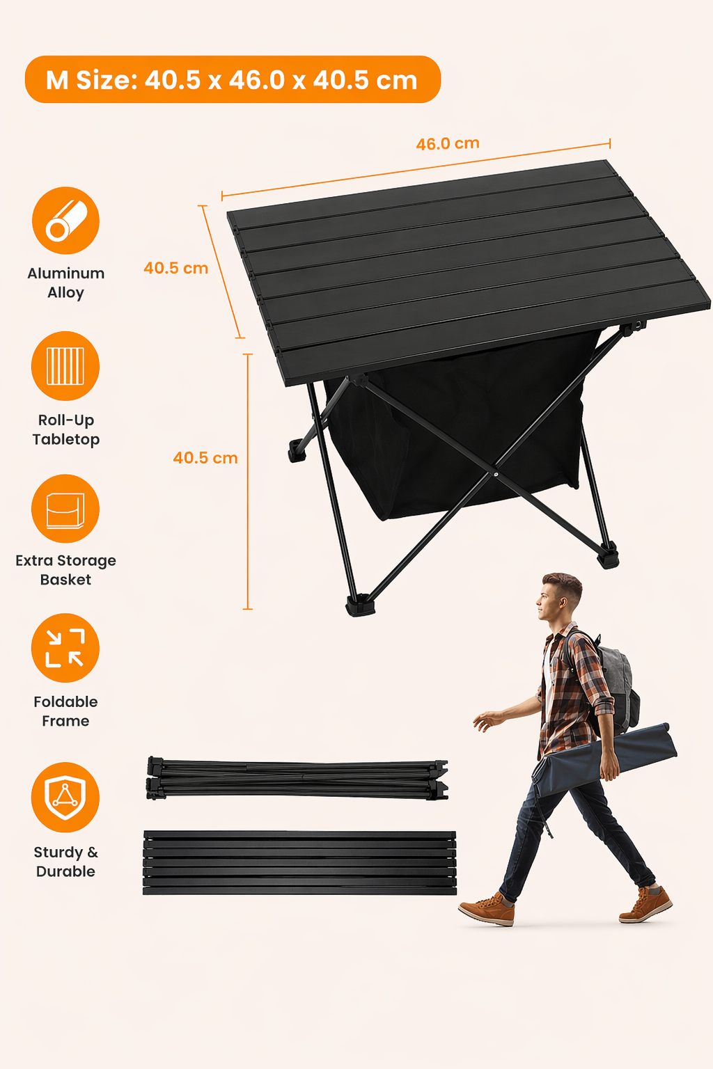 Opvouwbare Campingtafel met Opbergmand | Aluminium | M & L