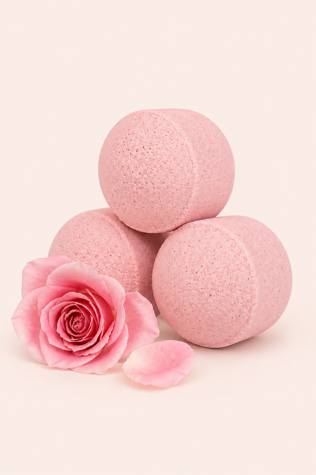 Doos met mini badbruisballen met rozengeur