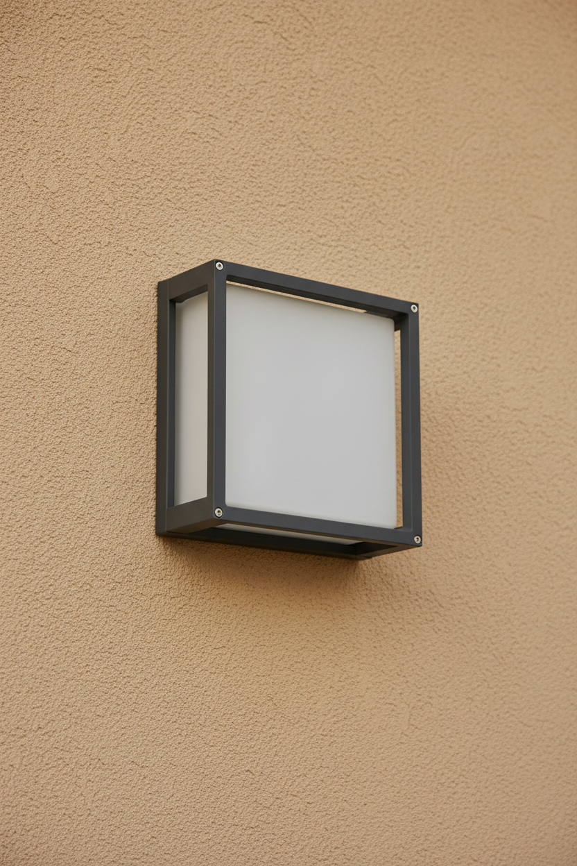 Buitenwandlamp rond in antraciet met opaal glas