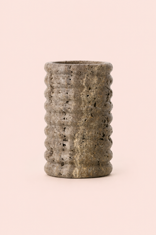 Travertine ripple medium kaarsenhouder