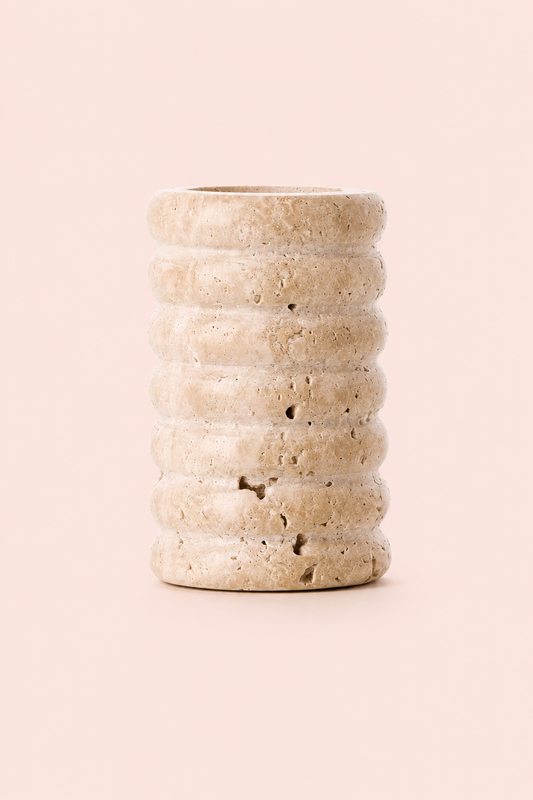 Travertine ripple beige theelichthouder