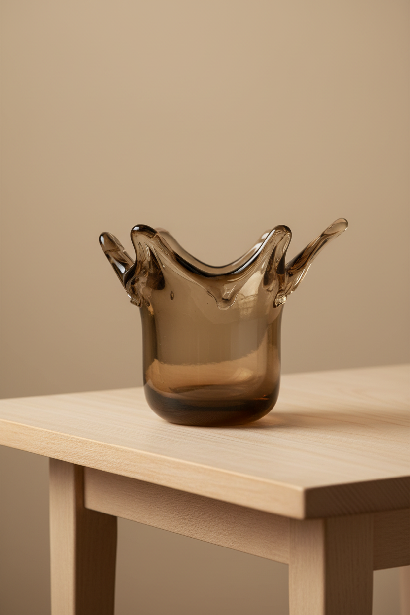 Crown kaarsenhouder in rookglas