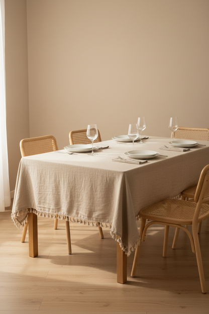 Linnen beige  tafelkleed