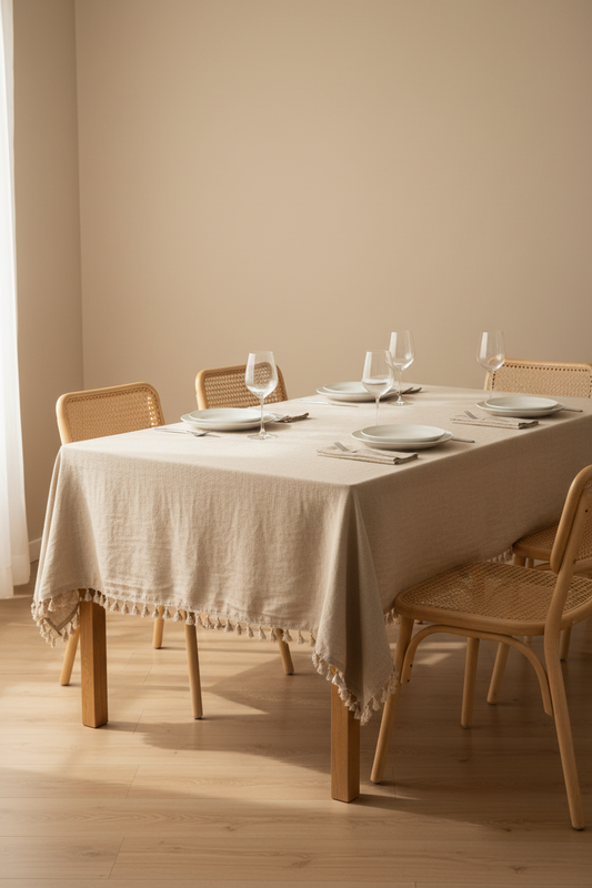 Linnen beige  tafelkleed