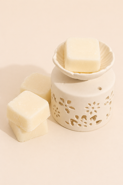 Thee en rozen geurgeschenkset met wasmelts en oliebrander