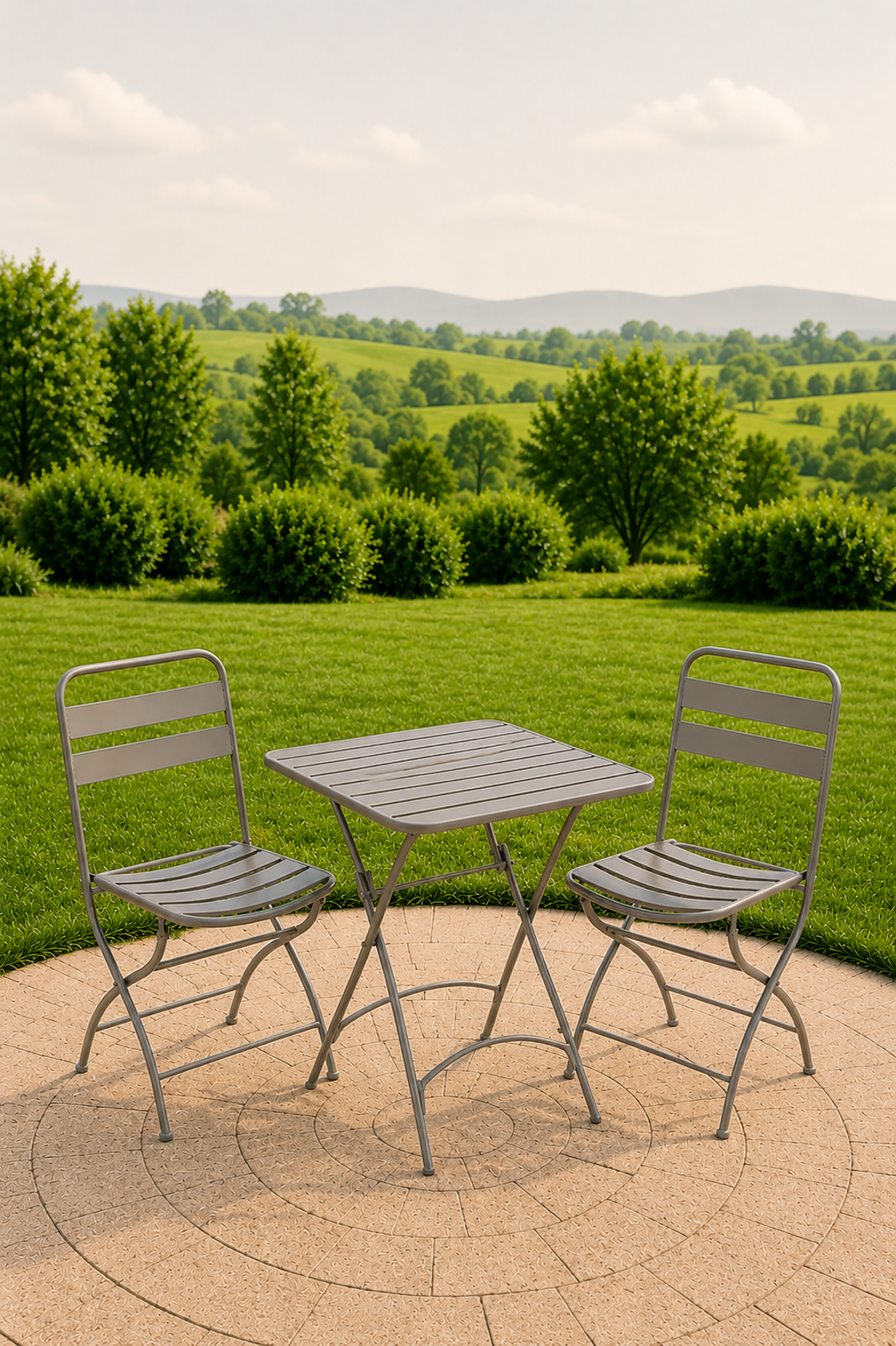 Inklapbare tuinbistroset met vierkante tafel en 2 stoelen