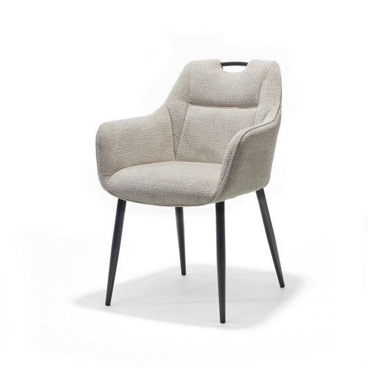 Comfortabele armstoel in zwart met natural bekleding