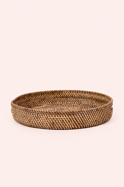 Rotan dienblad met handgrepen